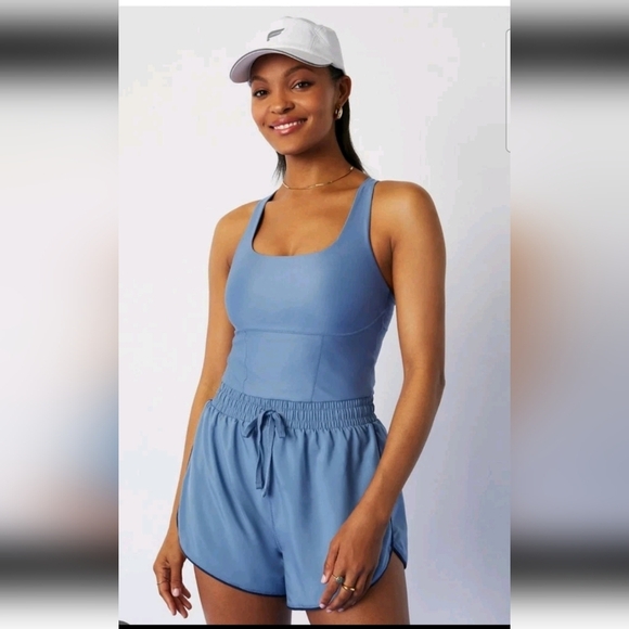 Fabletics Womens Sport Short Romper In Elemental Blue/Deep Navy S - Picture 1 of 10